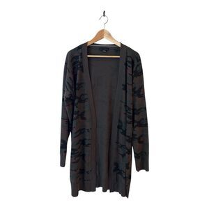 Sanctuary Knit Open Front Long Sleeve Long Cardigan‎ Camo Size Large